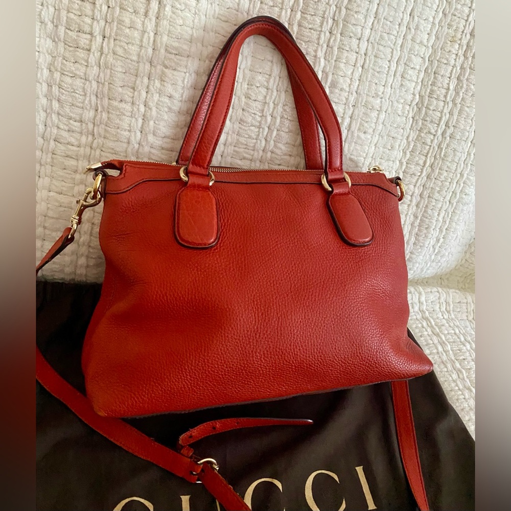 Gucci Soho Disco Crossbody Satchel Bag Red Leather Gold - Picture 2 of 16
